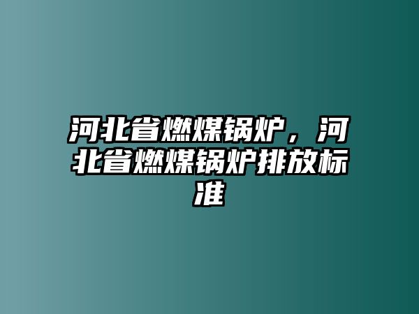 河北省燃煤鍋爐，河北省燃煤鍋爐排放標準