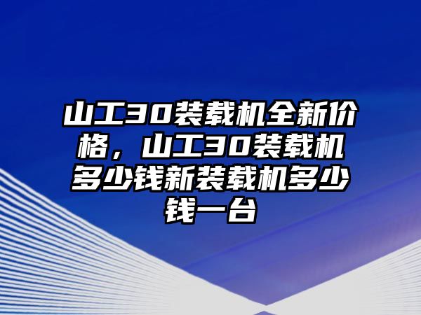 山工30裝載機(jī)全新價格，山工30裝載機(jī)多少錢新裝載機(jī)多少錢一臺