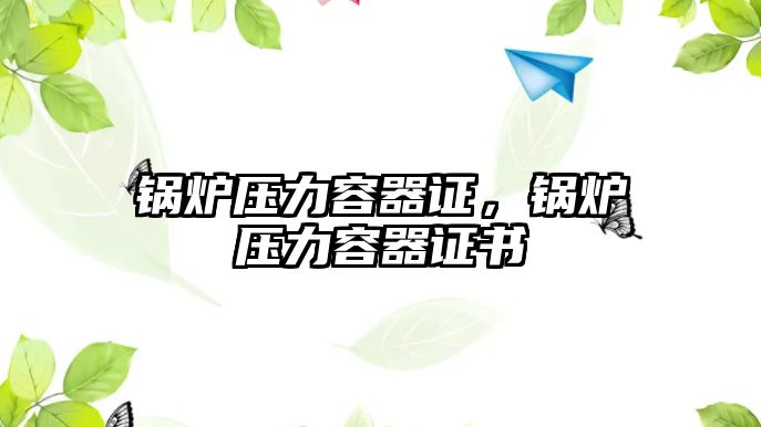 鍋爐壓力容器證，鍋爐壓力容器證書