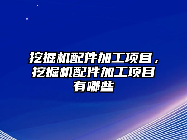 挖掘機配件加工項目，挖掘機配件加工項目有哪些