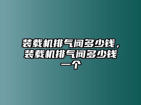 裝載機(jī)排氣閥多少錢，裝載機(jī)排氣閥多少錢一個(gè)