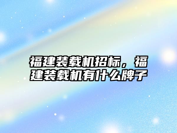 福建裝載機招標，福建裝載機有什么牌子