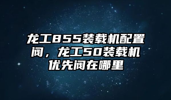 龍工855裝載機(jī)配置閥，龍工50裝載機(jī)優(yōu)先閥在哪里