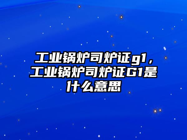 工業(yè)鍋爐司爐證g1，工業(yè)鍋爐司爐證G1是什么意思