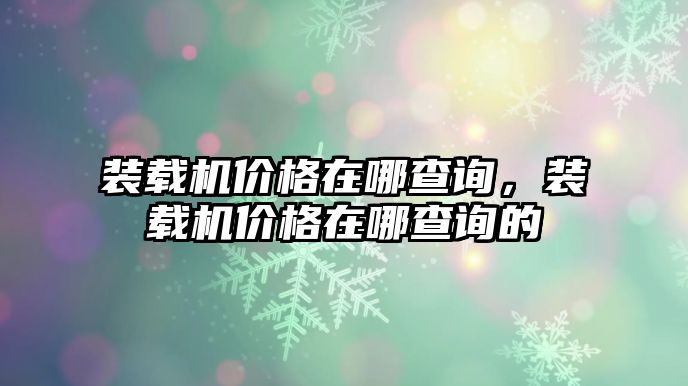 裝載機(jī)價格在哪查詢，裝載機(jī)價格在哪查詢的