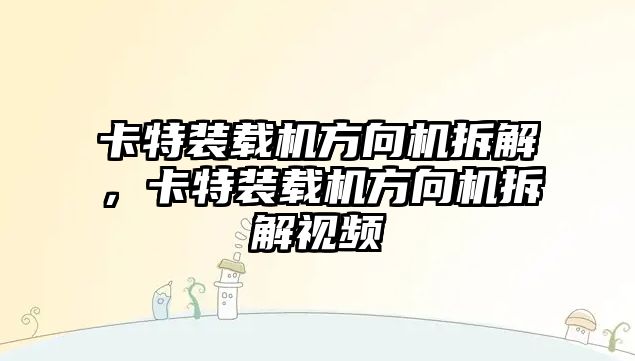 卡特裝載機方向機拆解，卡特裝載機方向機拆解視頻