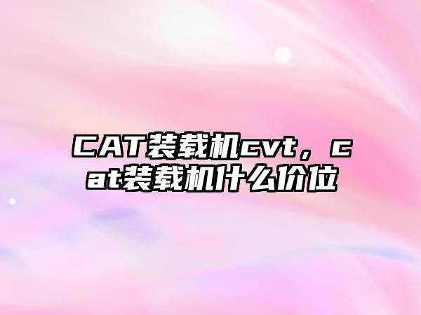 CAT裝載機(jī)cvt，cat裝載機(jī)什么價位