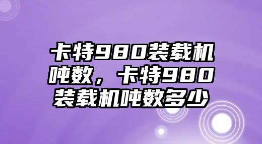 卡特980裝載機噸數(shù)，卡特980裝載機噸數(shù)多少