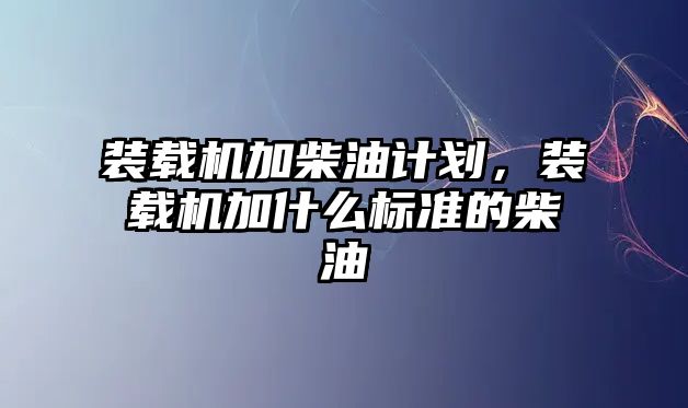 裝載機(jī)加柴油計(jì)劃，裝載機(jī)加什么標(biāo)準(zhǔn)的柴油