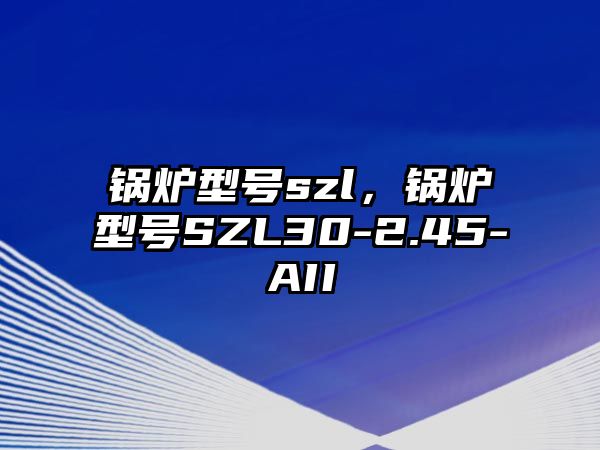 鍋爐型號szl，鍋爐型號SZL30-2.45-AII