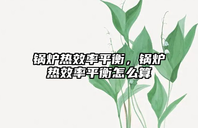 鍋爐熱效率平衡，鍋爐熱效率平衡怎么算