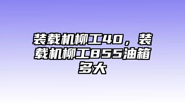 裝載機(jī)柳工40，裝載機(jī)柳工855油箱多大