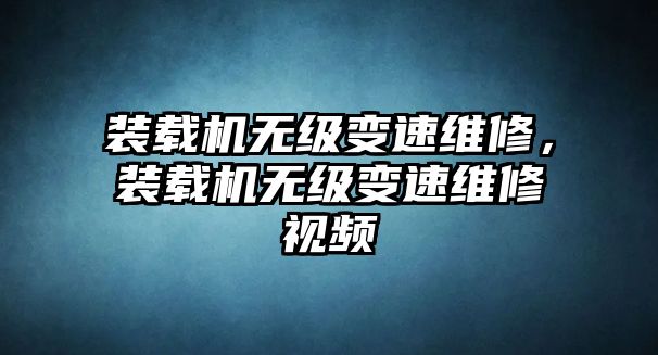 裝載機(jī)無(wú)級(jí)變速維修，裝載機(jī)無(wú)級(jí)變速維修視頻