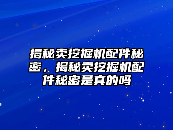 揭秘賣挖掘機(jī)配件秘密，揭秘賣挖掘機(jī)配件秘密是真的嗎