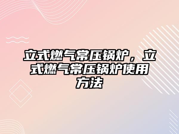 立式燃?xì)獬哄仩t，立式燃?xì)獬哄仩t使用方法