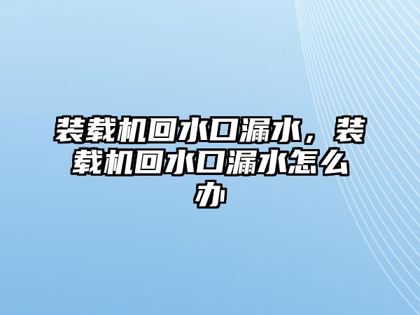 裝載機(jī)回水口漏水，裝載機(jī)回水口漏水怎么辦