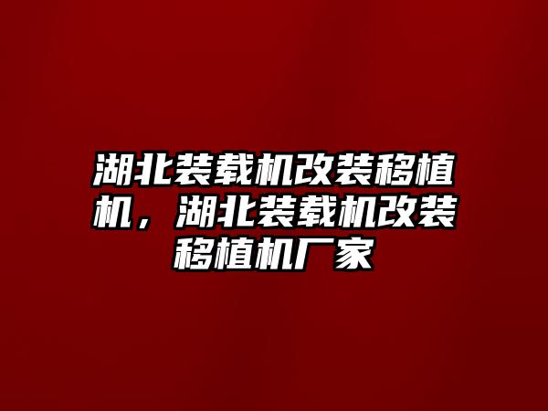 湖北裝載機改裝移植機，湖北裝載機改裝移植機廠家