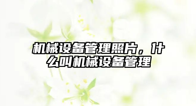 機械設備管理照片，什么叫機械設備管理