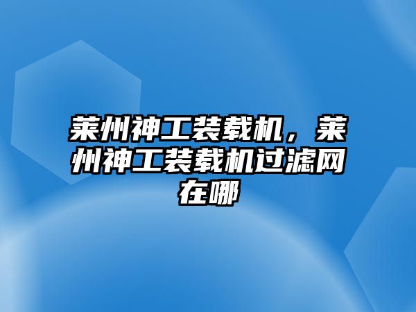 萊州神工裝載機(jī)，萊州神工裝載機(jī)過濾網(wǎng)在哪