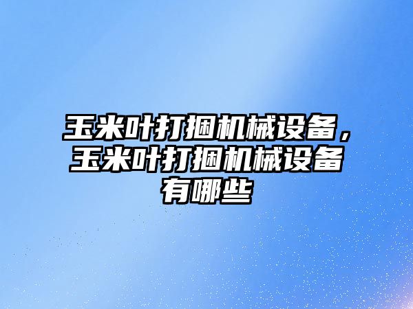 玉米葉打捆機械設備，玉米葉打捆機械設備有哪些