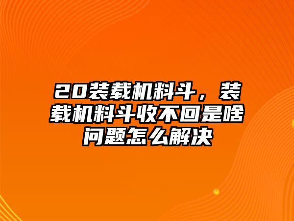 20裝載機(jī)料斗，裝載機(jī)料斗收不回是啥問(wèn)題怎么解決