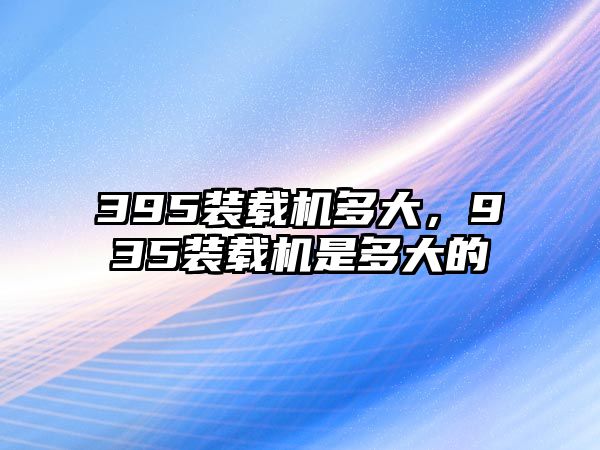 395裝載機多大，935裝載機是多大的