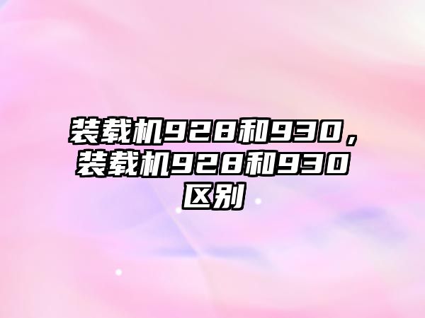 裝載機(jī)928和930，裝載機(jī)928和930區(qū)別