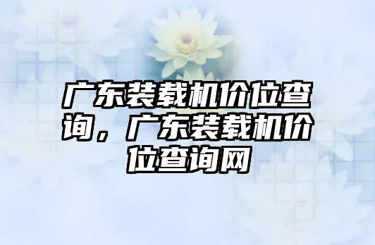 廣東裝載機(jī)價(jià)位查詢，廣東裝載機(jī)價(jià)位查詢網(wǎng)