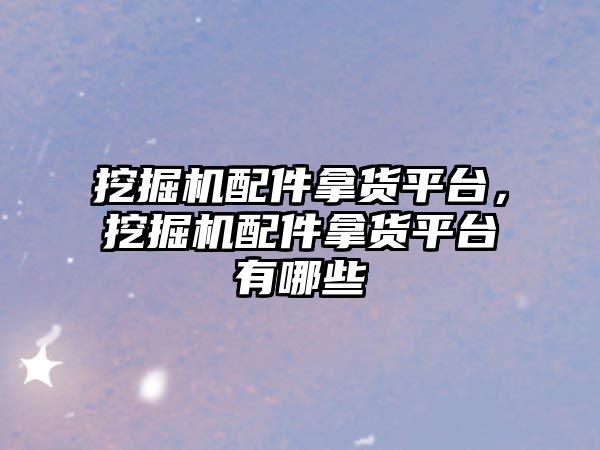 挖掘機配件拿貨平臺，挖掘機配件拿貨平臺有哪些