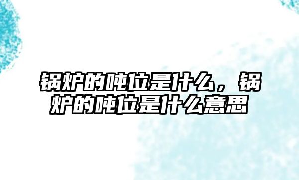 鍋爐的噸位是什么，鍋爐的噸位是什么意思