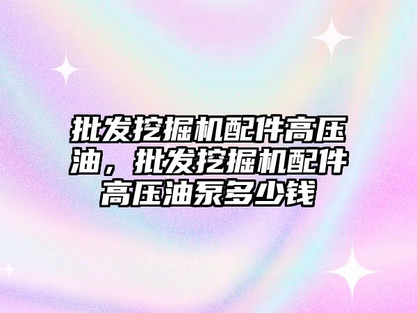 批發(fā)挖掘機配件高壓油，批發(fā)挖掘機配件高壓油泵多少錢