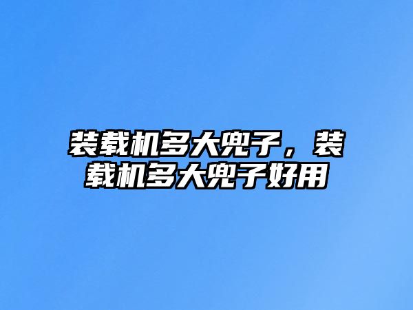 裝載機多大兜子，裝載機多大兜子好用