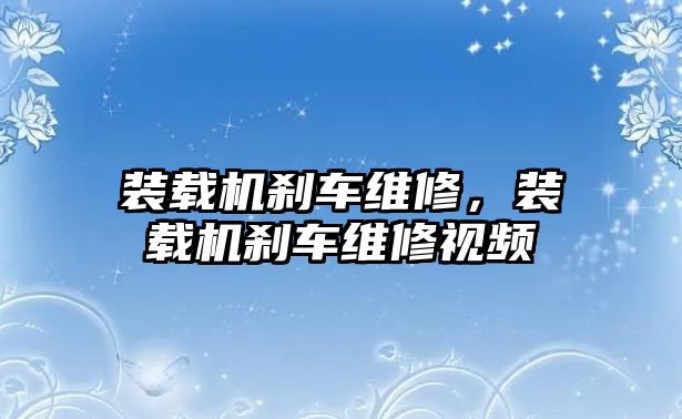 裝載機剎車維修，裝載機剎車維修視頻