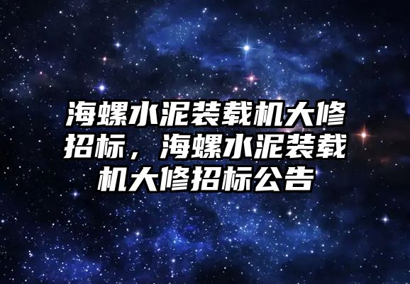 海螺水泥裝載機大修招標(biāo)，海螺水泥裝載機大修招標(biāo)公告