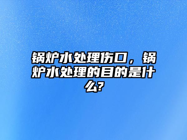 鍋爐水處理傷口，鍋爐水處理的目的是什么?