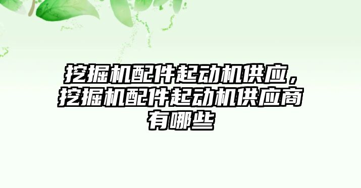 挖掘機配件起動機供應(yīng)，挖掘機配件起動機供應(yīng)商有哪些