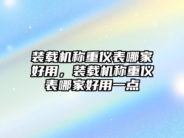 裝載機(jī)稱(chēng)重儀表哪家好用，裝載機(jī)稱(chēng)重儀表哪家好用一點(diǎn)