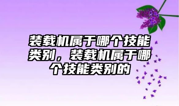 裝載機(jī)屬于哪個(gè)技能類(lèi)別，裝載機(jī)屬于哪個(gè)技能類(lèi)別的