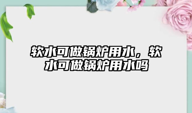 軟水可做鍋爐用水，軟水可做鍋爐用水嗎