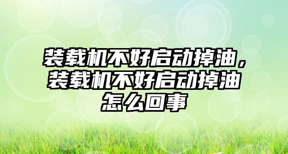 裝載機不好啟動掉油，裝載機不好啟動掉油怎么回事