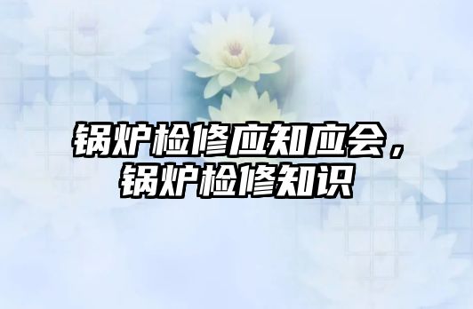 鍋爐檢修應(yīng)知應(yīng)會，鍋爐檢修知識