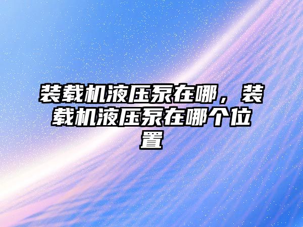 裝載機(jī)液壓泵在哪，裝載機(jī)液壓泵在哪個(gè)位置