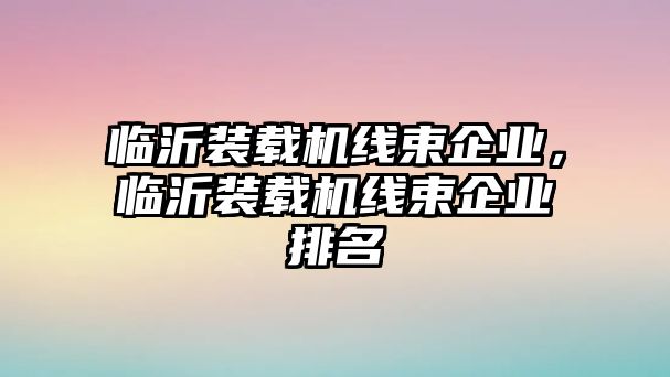 臨沂裝載機線束企業(yè)，臨沂裝載機線束企業(yè)排名