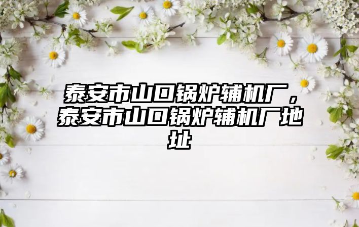 泰安市山口鍋爐輔機(jī)廠，泰安市山口鍋爐輔機(jī)廠地址