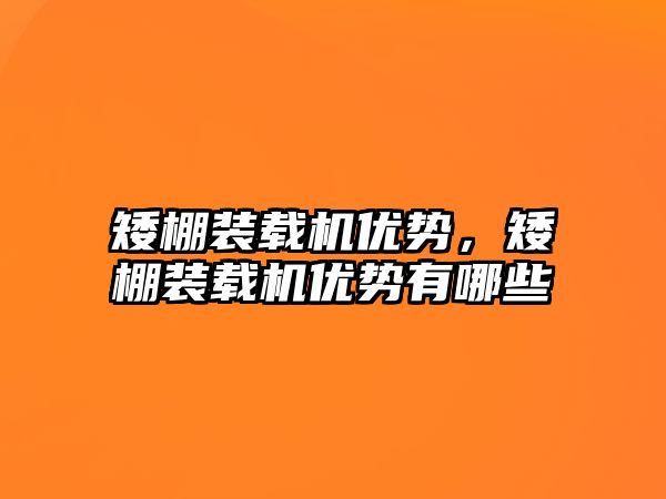 矮棚裝載機優(yōu)勢，矮棚裝載機優(yōu)勢有哪些