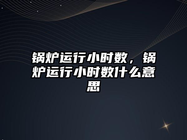 鍋爐運行小時數(shù)，鍋爐運行小時數(shù)什么意思