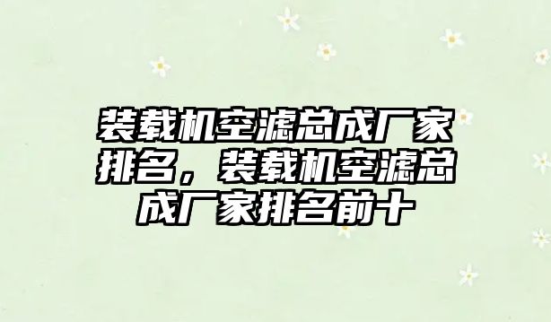 裝載機(jī)空濾總成廠家排名，裝載機(jī)空濾總成廠家排名前十