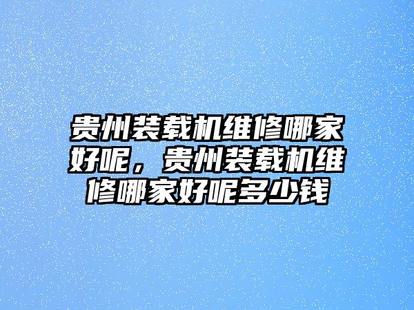 貴州裝載機維修哪家好呢，貴州裝載機維修哪家好呢多少錢