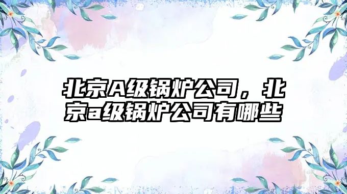 北京A級鍋爐公司，北京a級鍋爐公司有哪些