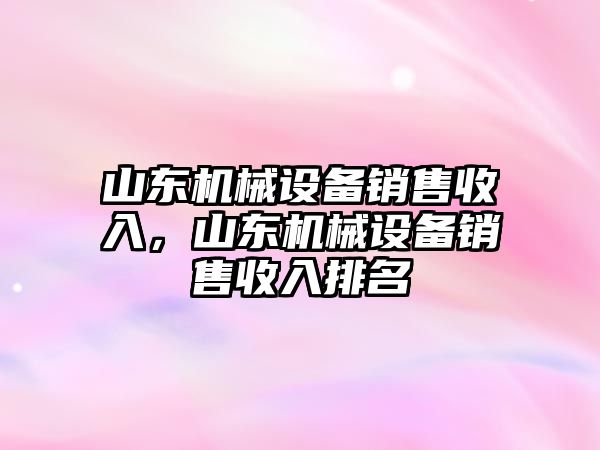 山東機械設(shè)備銷售收入，山東機械設(shè)備銷售收入排名